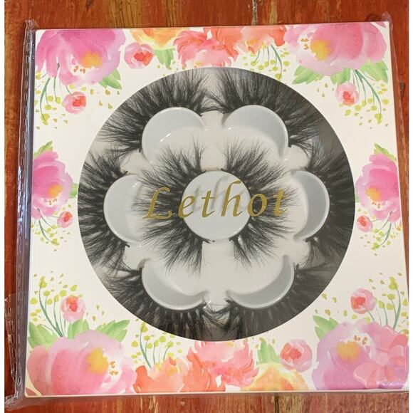 Lethot Mink Lashes 25mm False Eyelashes Black 3D 4 Pair - Picture 1 of 4